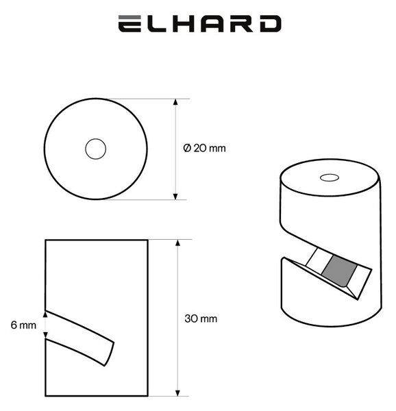 Elhard Držák na kabel nástěnný Retro Keramik, 20x30mm, černý KP1001B