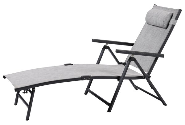 Livarno® Hliníkové polohovací lehátko Houston, světle šedá (100400385)