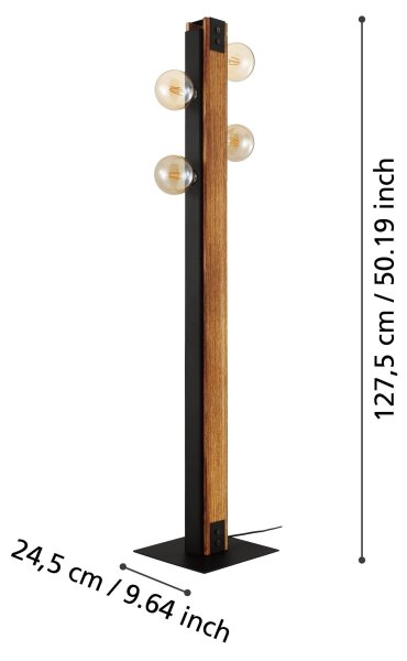 Eglo 43471 - Stojací lampa LAYHAM 4xE27/60W/230V