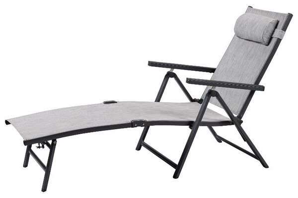Livarno® Hliníkové polohovací lehátko Houston, světle šedá (100400385)