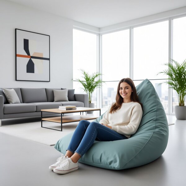 Plyšový sedací vak Primabag Lazy Bali mátová