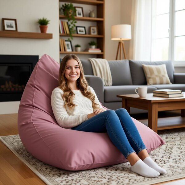 Plyšový sedací vak Primabag Lazy Bali světle růžová