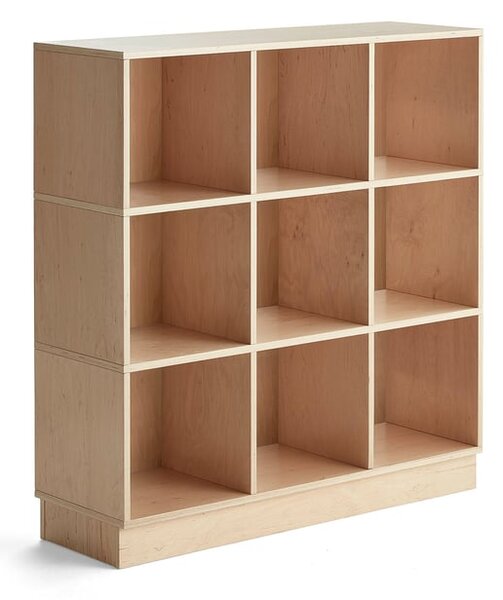 AJ Produkty Regál RICO, 1245x1200x375 mm, 9 přihrádek, sokl, bříza