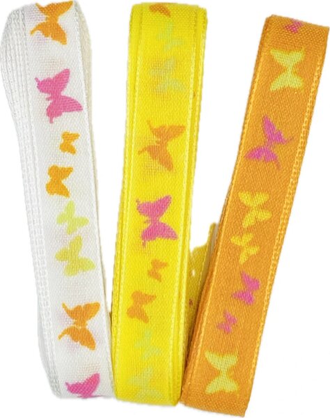 Stuha taftová BUTTERFLY PARADISE set 3ks 15mm x 2m (10,-/ks)