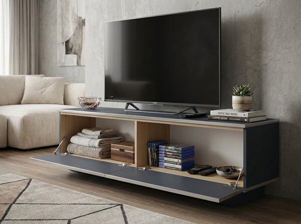 TV stolek ALVIN 135 cm, antracit/stříbrná