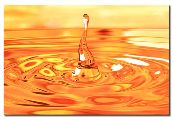 Obraz Padající kapka - oranžová (1-dílný) - 3D abstrakce s vodou