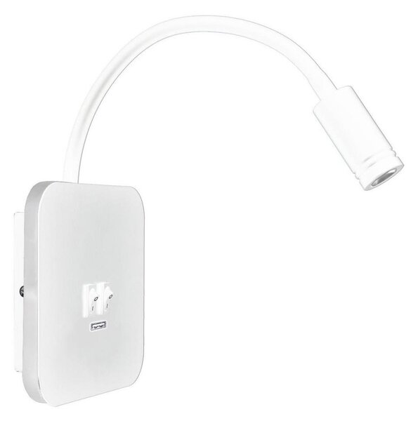 LED Flexibilní nástěnná lampička s USB BASE LED/8W + LED/2W/230V bílá