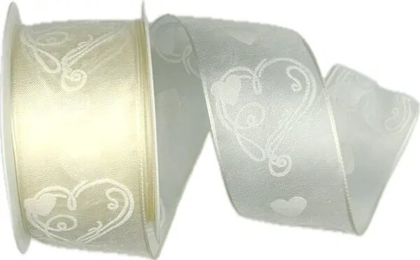 Organzová stuha DESIRE CREAM – krémová 40mm x 2m
