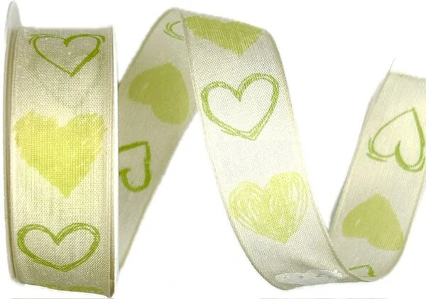 Bavlněná stuha Green Heart – pastelově zelená 25mm x 2m