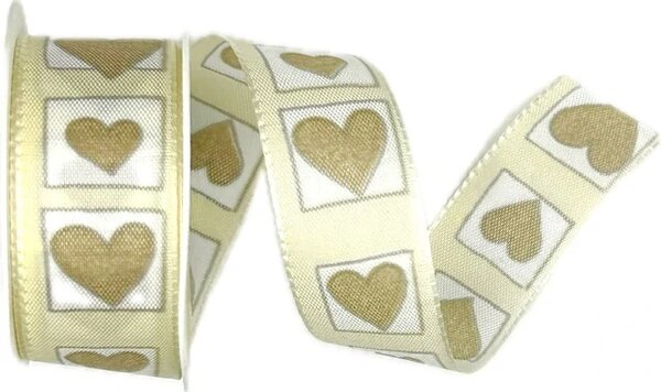 Taftová stuha ALL LOVE CREAM krémová 25mm x 2m