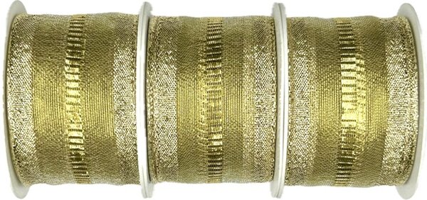 3x Stuha zlatá OUTDOOR GOLD LINE lurexová průsvitná 3x (40mm x 2m)