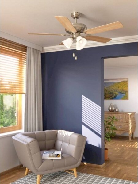 Eglo 35077 - Stropní ventilátor LAS PALMAS 3xE27/40W/230V matný chrom/hnědá