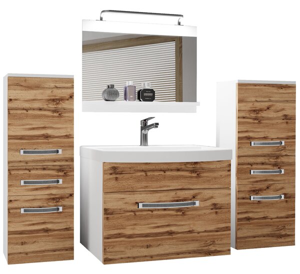 Koupelnový nábytek Belini Premium Full Version dub wotan + umyvadlo + zrcadlo + LED osvětlení Glamour 61