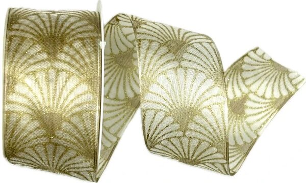 Stuha vánoční organzová GLAMOUR FESTIVAL GOLD 40 mm x 2m (14,50,-Kč/m)