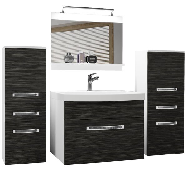 Koupelnový nábytek Belini Premium Full Version královský eben + umyvadlo + zrcadlo + LED osvětlení Glamour 59