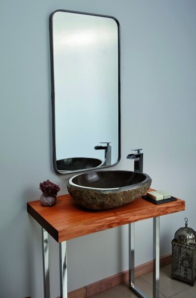 Bathco 00393 - Umyvadlo na desku RIO 52x47 cm kámen/šedá