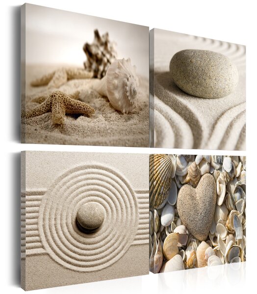 Obraz Dary moře (4-dílný) - kompozice s kameny zen a mušlemi