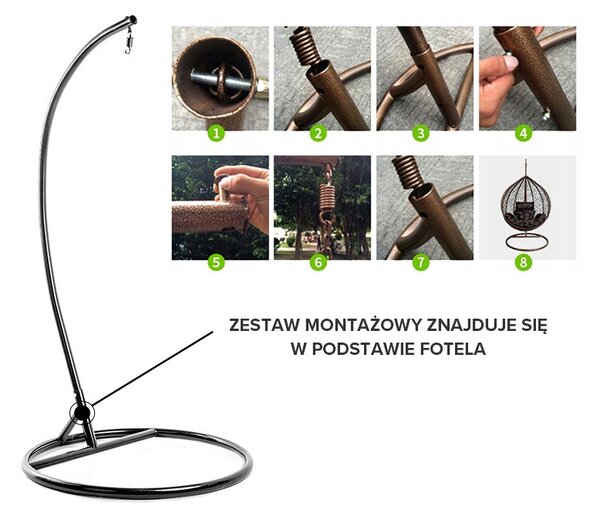 Velaco Závěsné houpací křeslo ITAKA, šedé bez polštáře