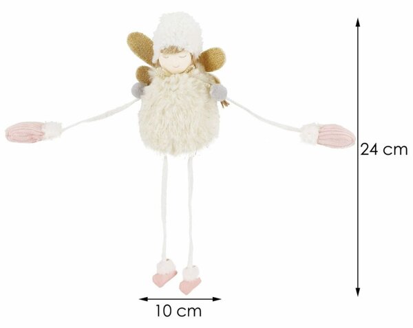 Anděl se zlatými křídly 24cm, vánoční dekorace