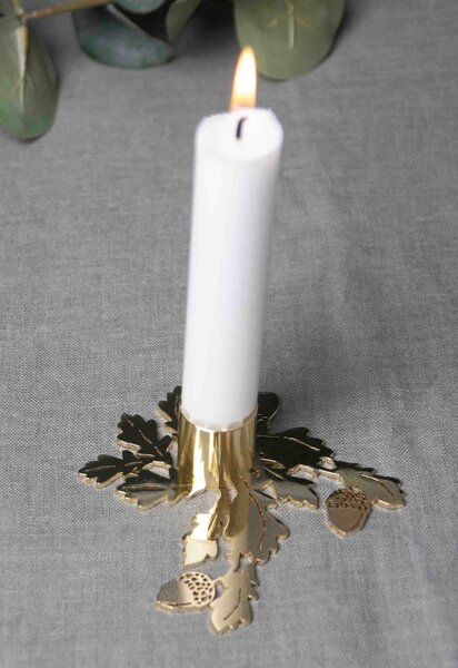 Kovový svícen Oak Branch Gold