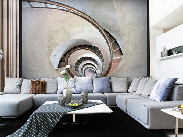 Fototapeta White spiral stairs