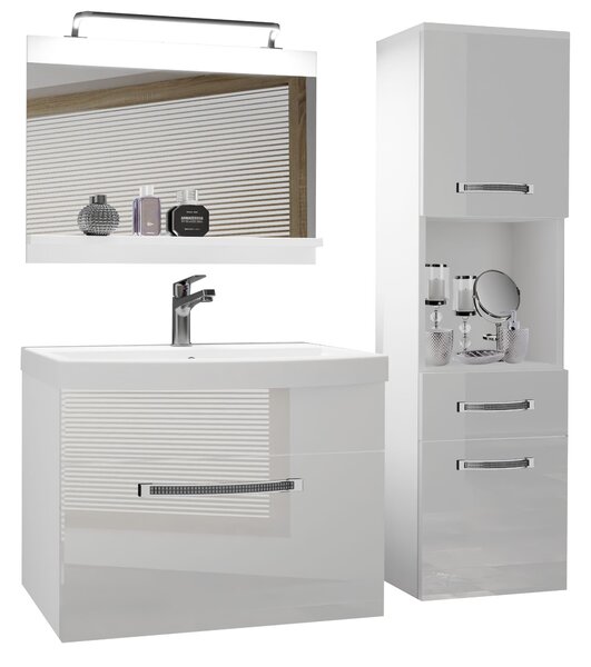 Koupelnový nábytek Belini Premium Full Version bílý lesk + umyvadlo + zrcadlo + LED osvětlení Glamour 43