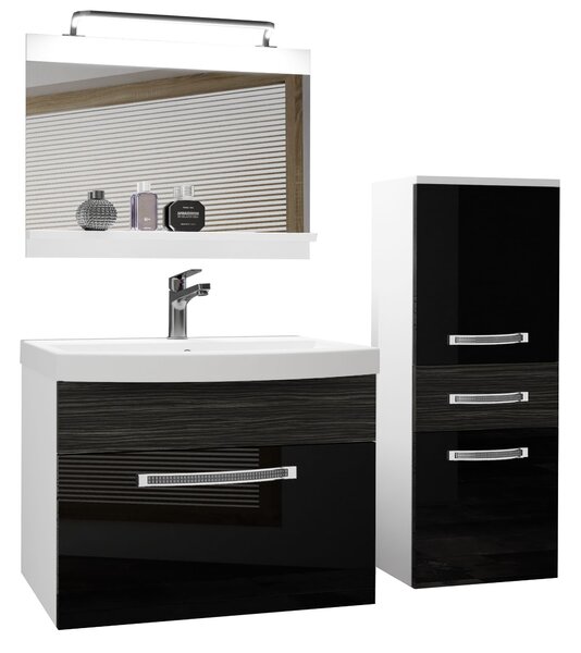 Koupelnový nábytek Belini Premium Full Version černý lesk / královský eben + umyvadlo + zrcadlo + LED osvětlení Glamour 37