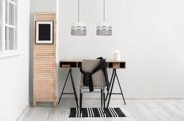 Lustr na lanku CORAL 2xE27/60W/230V bílá/šedá