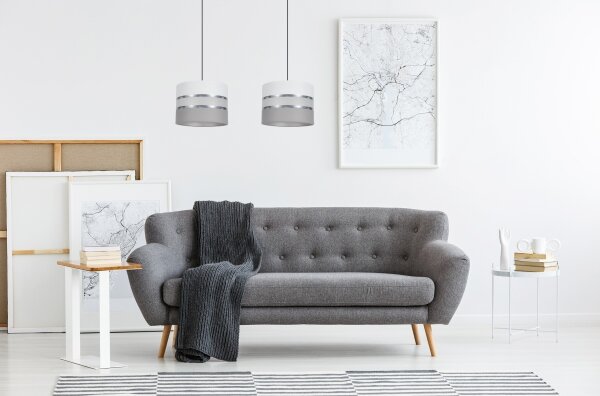 Lustr na lanku CORAL 2xE27/60W/230V bílá/šedá