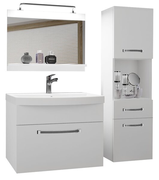 Koupelnový nábytek Belini Premium Full Version bílý mat + umyvadlo + zrcadlo + LED osvětlení Glamour 39