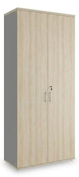 Vysoká skříň SimpleOffice 80 x 40 x 180 cm, dub světlý / šedá