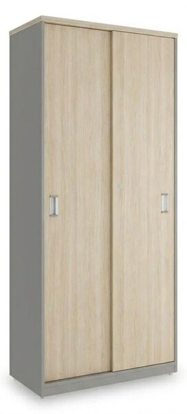Vysoká skříň SimpleOffice 80 x 40 x 180 cm, dub světlý / šedá