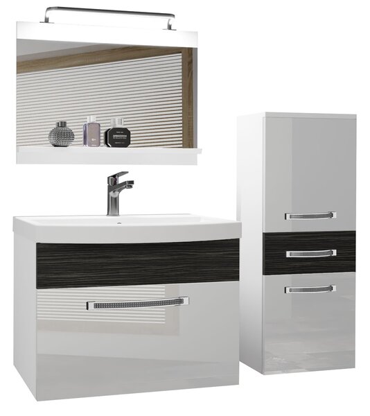 Koupelnový nábytek Belini Premium Full Version bílý lesk / královský eben + umyvadlo + zrcadlo + LED osvětlení Glamour 35