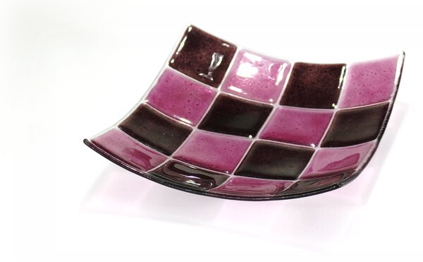 BDK-GLASS Skleněná mísa KARO 20x20cm - růžovo-fialová