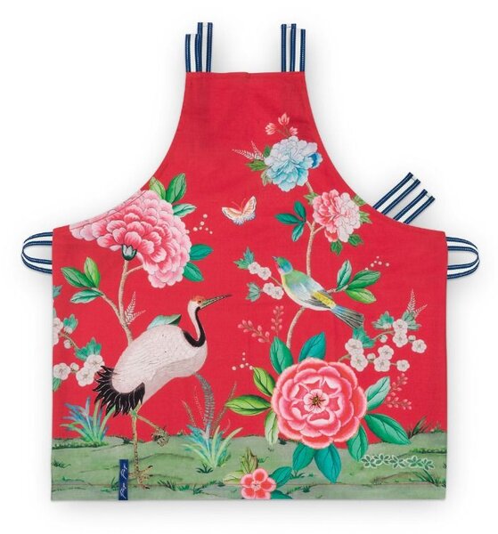 Pip Studio Blushing Birds kuchyňská zástěra, červená