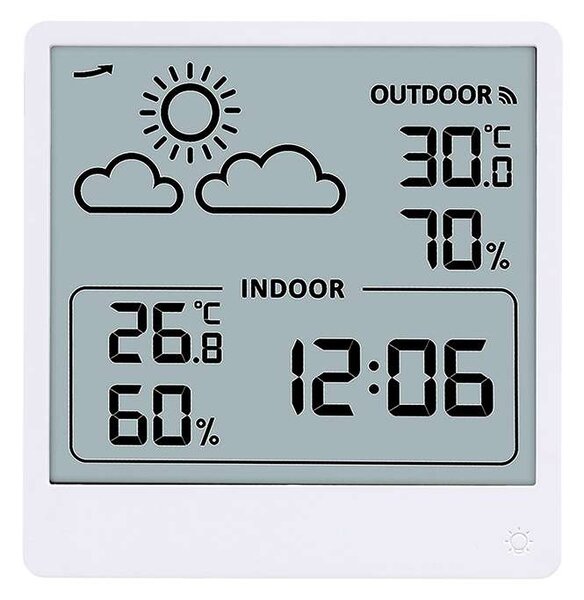 Teploměr a vlhkoměr uvnitř/venku TE48, bílá