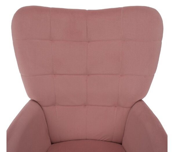 Relaxační křeslo ušák s podnožkou LUMEN - růžová Velvet látka