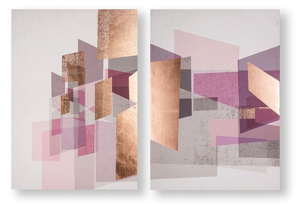 Bezrámový 2 dílný obraz 105390, Rose Gold Geos, Wall Art, Graham & Brown