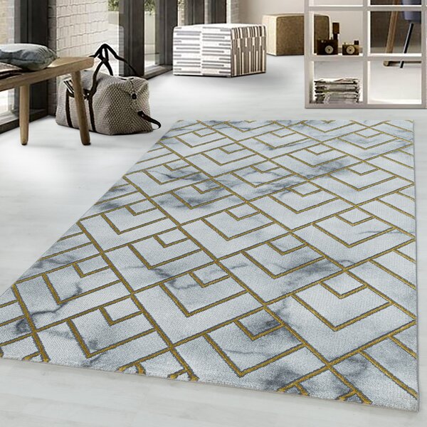 Ayyildiz, Kusový koberec Naxos 3813 gold, 140x200, šedá, obývací pokoj