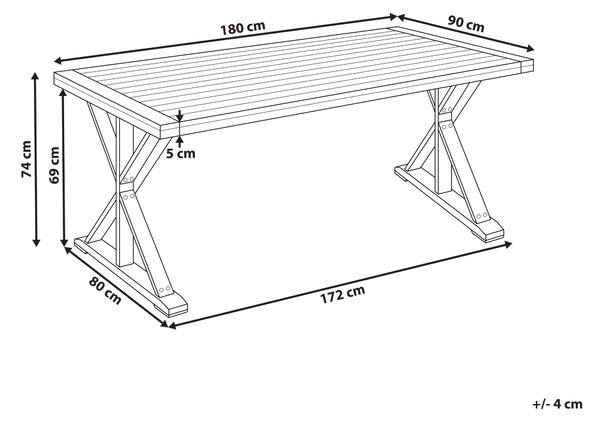 Zahradní jídelní stůl CALABRITTO 90 cm 180 cm Akáciové dřevo Hnědá