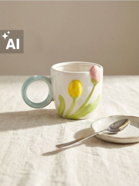 Sinsay - Hrnek s motivem tulipánů - vícebarevná