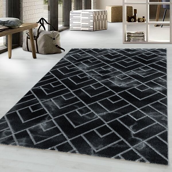 Ayyildiz, Kusový koberec Naxos 3814 silver, 120x170, černá, kancelář