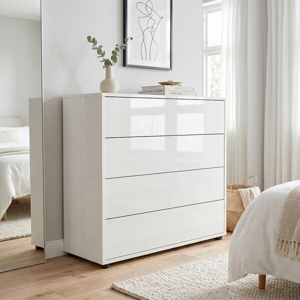 KOMODA, bílá, vysoce lesklá bílá, 79/73/33 cm MID.YOU - Široké komody, Online Only