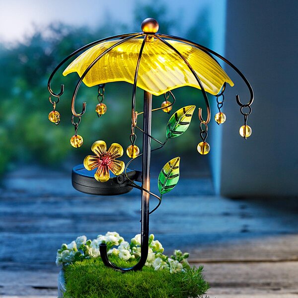 Solární zahradní zápich Deštník, žlutý