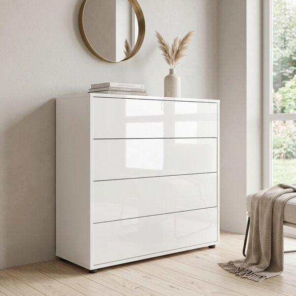 KOMODA, bílá, vysoce lesklá bílá, 79/73/33 cm MID.YOU - Široké komody, Online Only