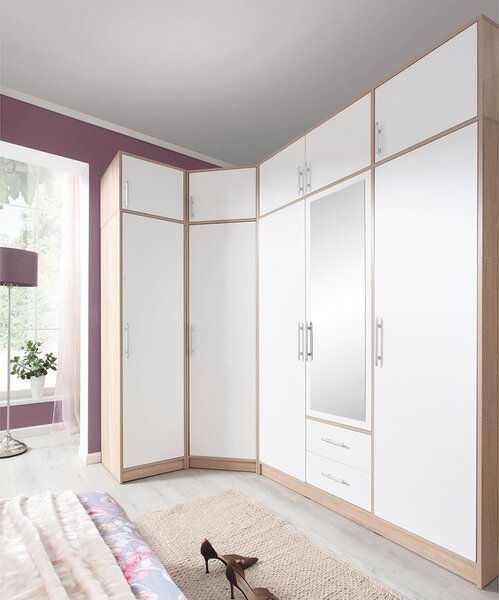SMART sb | šatní skříň SRL3 + zrcadlo | 100 cm | sonoma/bílá