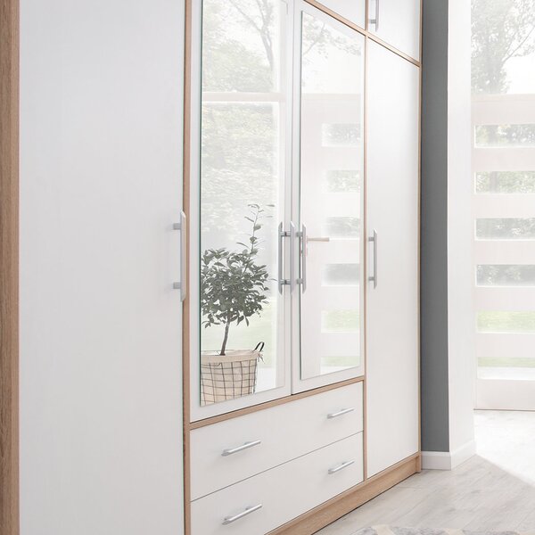 SMART sb | šatní skříň SRL3 + zrcadlo | 100 cm | sonoma/bílá