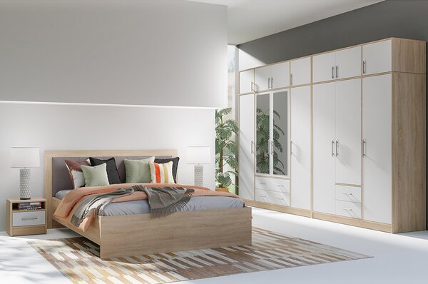 SMART sb | šatní skříň SRL3 + zrcadlo | 100 cm | sonoma/bílá