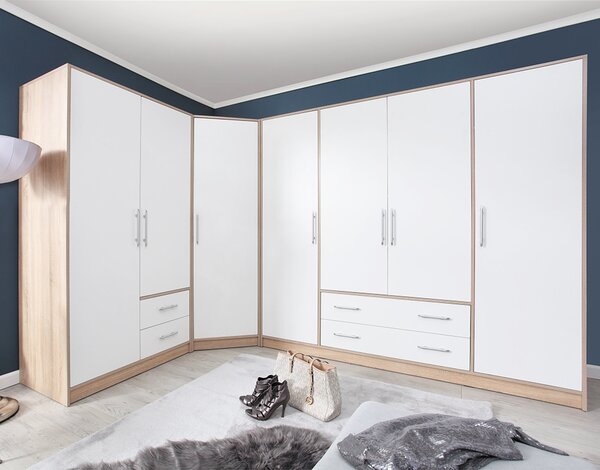 SMART sb | šatní skříň SRL3 + zrcadlo | 100 cm | sonoma/bílá