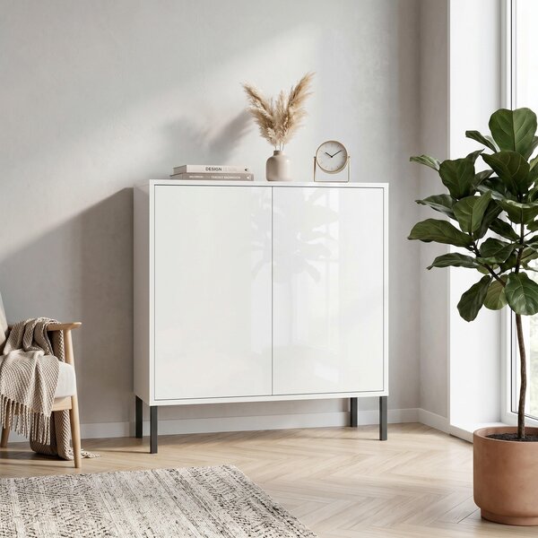 KOMODA, bílá, vysoce lesklá bílá, 79/86/33 cm MID.YOU - Komody na nožičkách, Online Only